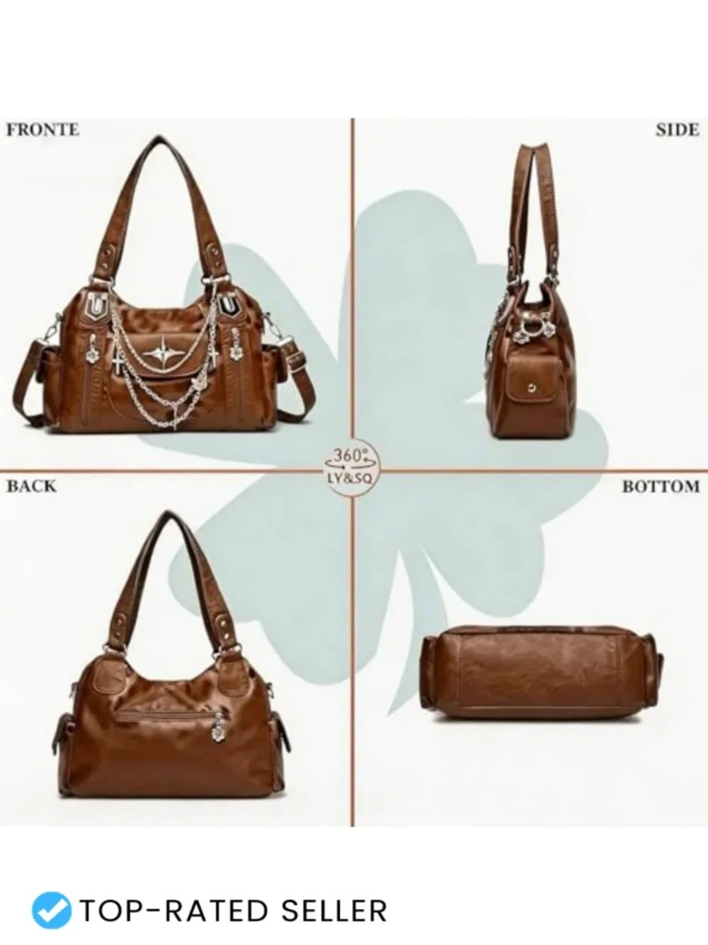 Faux Leather Y2K Hobo Bag Punk Tote Purse Adjustable Strap Large Capacity